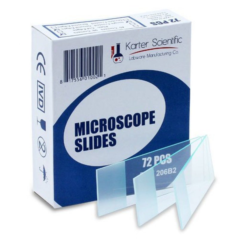 Karter Scientific Microscope Slides, Ground Edges, Frosted, 90 Corners, 3x1, Karter Scientific 206B2 (Pack of 72) - Image 1